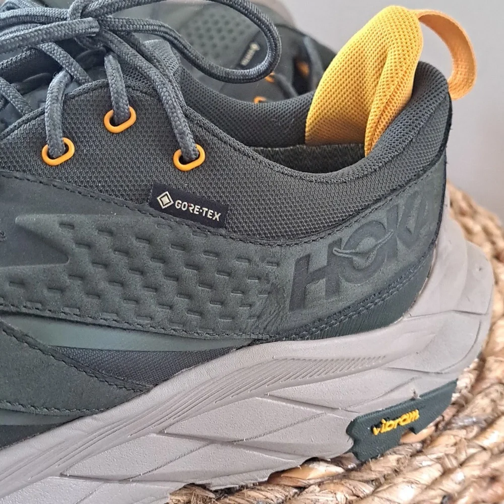 Hoka One One Men's Olive Green and Yellow Trail Sneakers